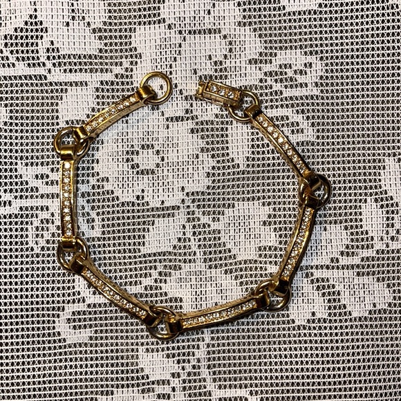 Christian Dior Gold Tone Bracelet With Beautiful Rhinestones - Picture 1 of 7